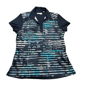 Callaway Pattern Printed Navy Golf Polo Shirt Optidry Athletic collar breathable